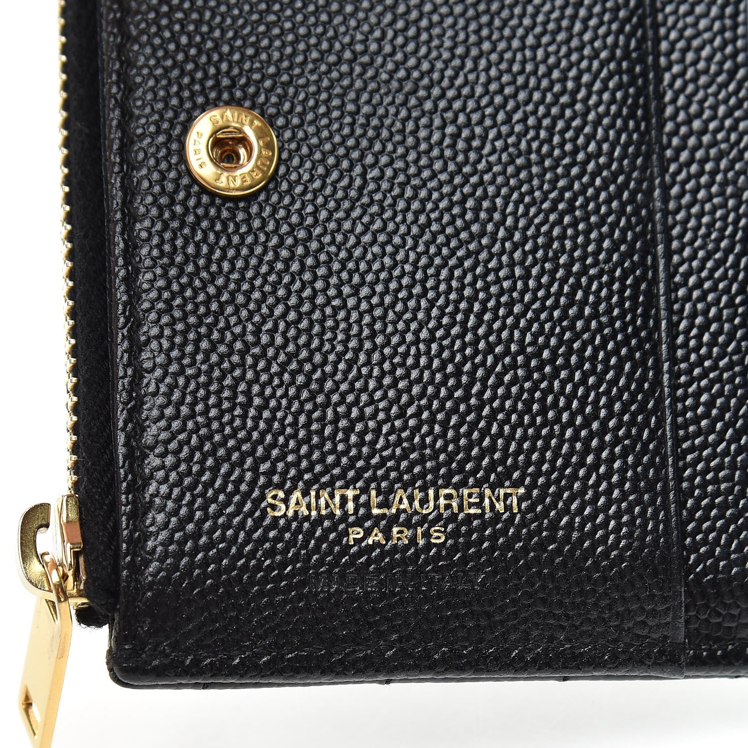 Saint Laurent Grain De Poudre Matelasse Chevron Monogram Zipped Card Case Black 6 of 7