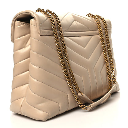 Saint Laurent Calfskin Y Quilted Monogram Medium Loulou Chain Satchel Nude Powder 3 of 12
