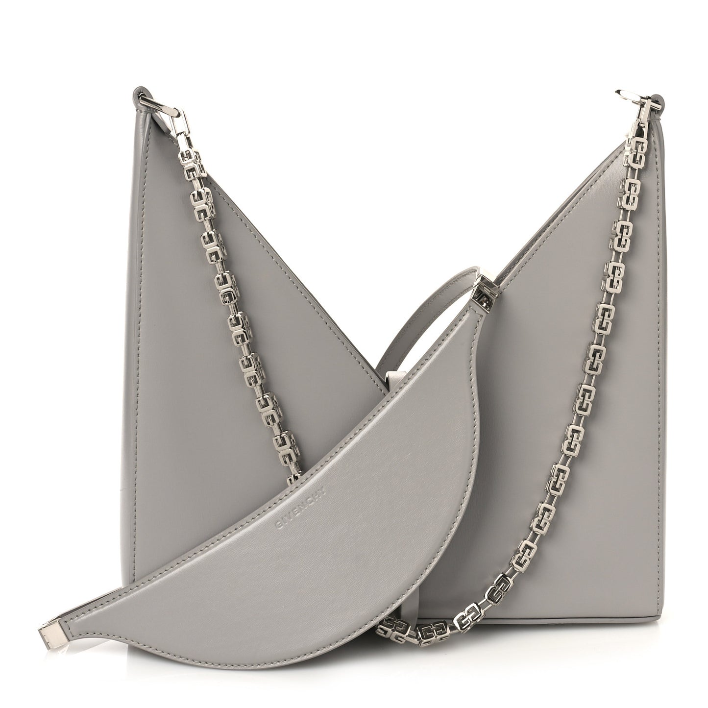 Box Calfskin Small Cut Out Shoulder Bag Cloud Grey