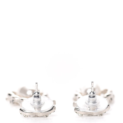 Chanel Crystal Pearl Imperial Bow Earrings Silver 3 of 5