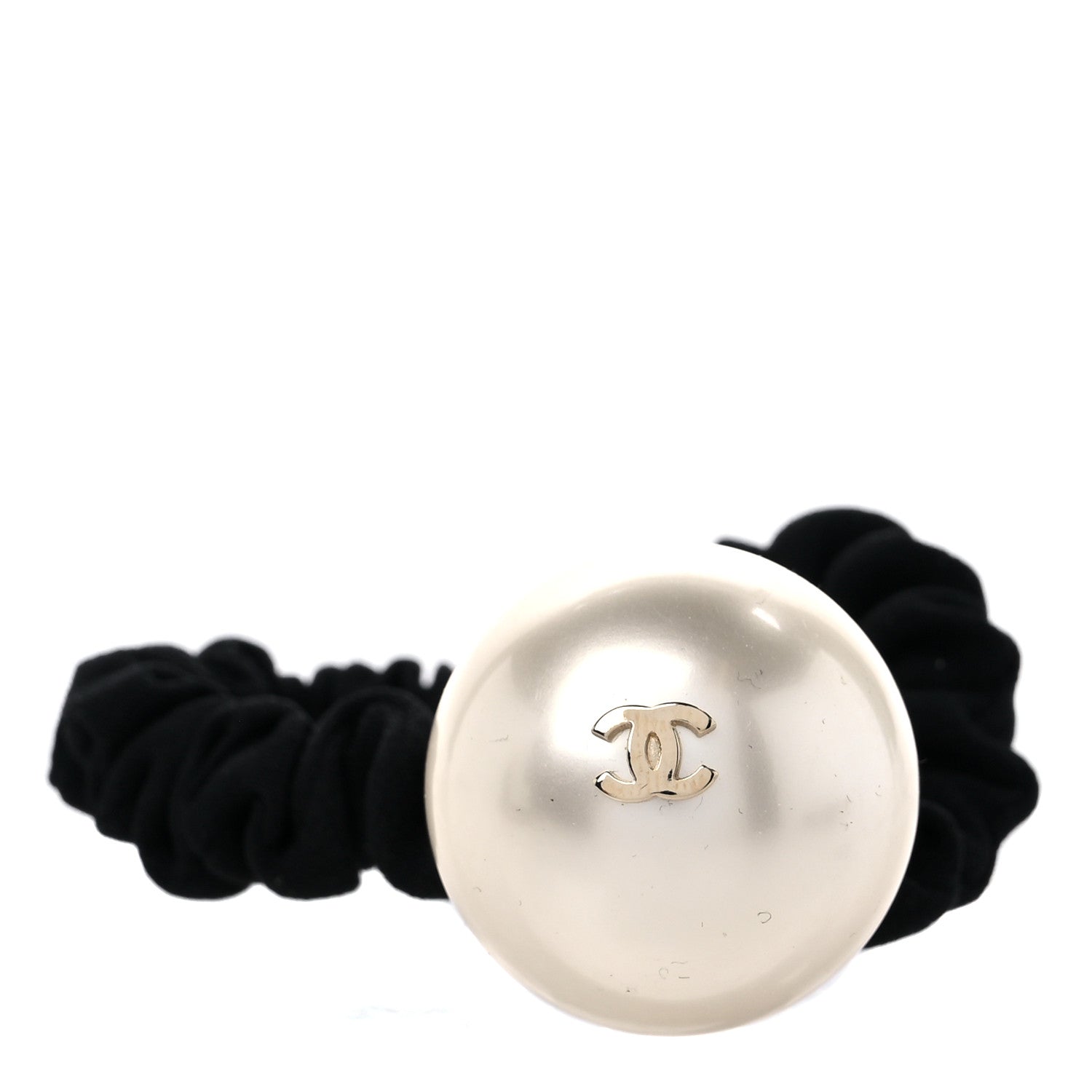 Chanel Pearl CC Hair Tie Black Gold Pearly White 3 of 5