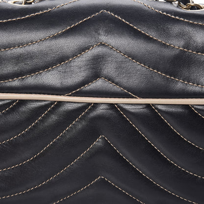 Chanel Lambskin Chevron Small Single Flap Bag Black Beige 12 of 13