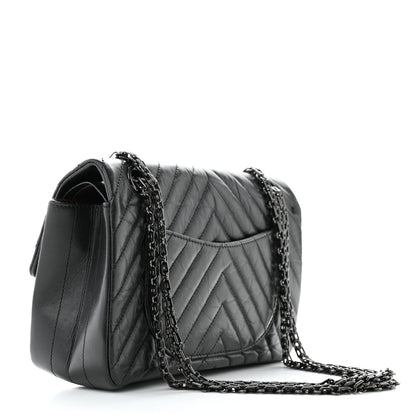 Chanel Aged Calfskin Chevron Quilted 2.55 Reissue 225 Flap Dark Grey 3 of 10