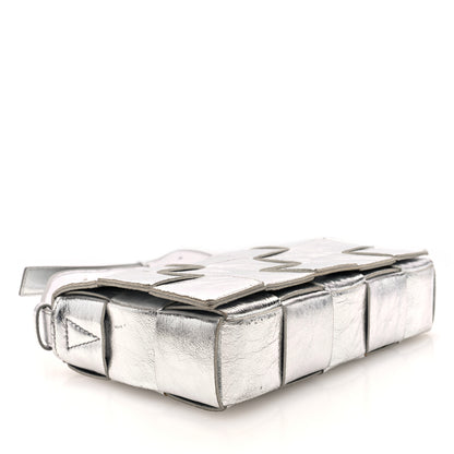 Bottega Veneta Metallic Lambskin Maxi Intrecciato Cassette Crossbody Bag Silver 4 of 9