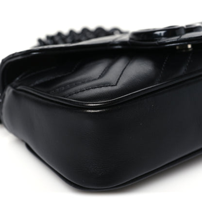 Gucci Calfskin Matelasse Monochrome GG Marmont Chain Belt Bag Black 9 of 10
