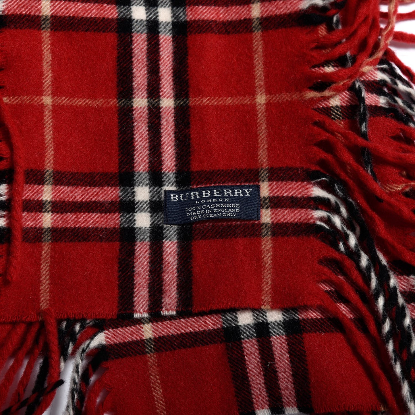 Cashmere Check Happy Fringe Scarf Red