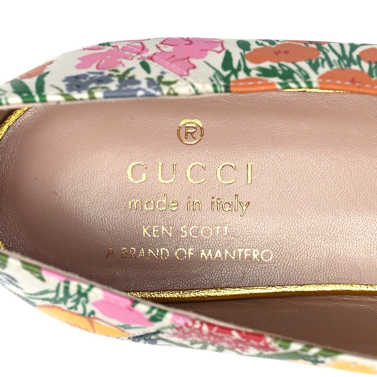 X KEN SCOTT Canvas Infinity Giardino d Apri Deva Horsebit Chain Embellished Flats 37.5 Ivory Pink