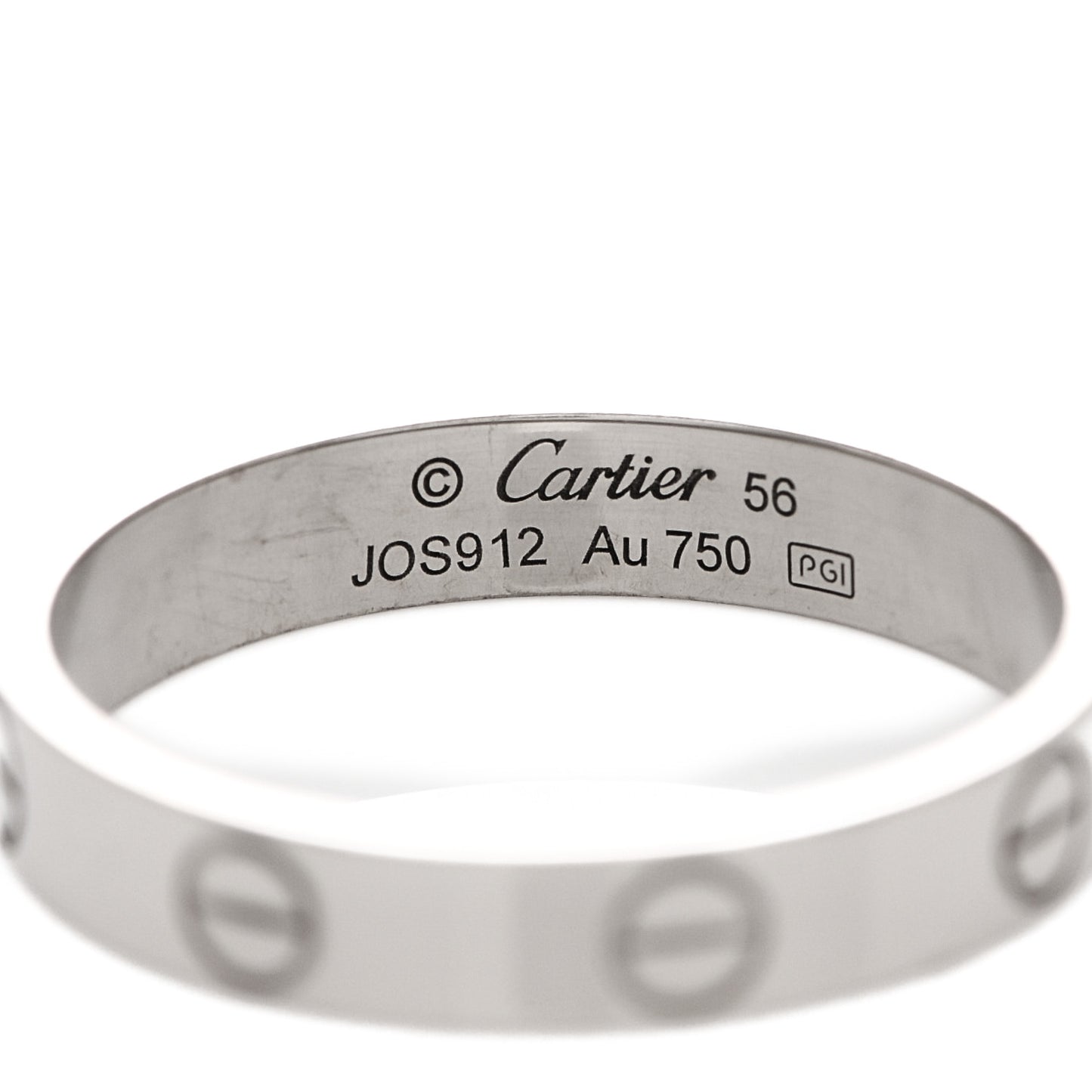 18K White Gold 3.5mm LOVE Wedding Band Ring 56 7.5