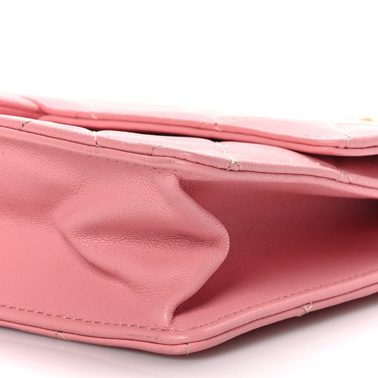 Lambskin Quilted Large Pearl Chain Flap Bag Pink