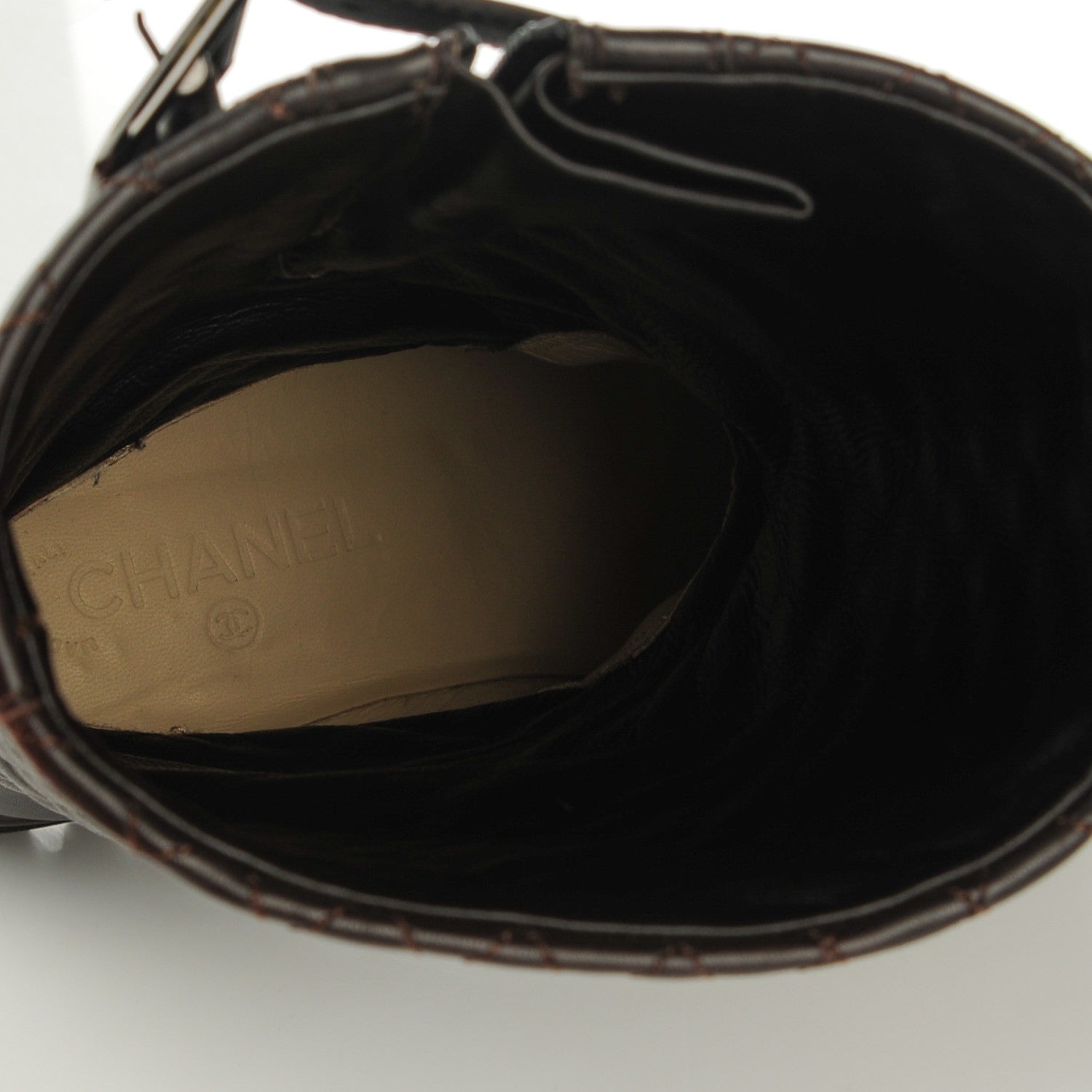 Chanel Calfskin Quilted Biker Boots 40 Dark Brown 8 of 10