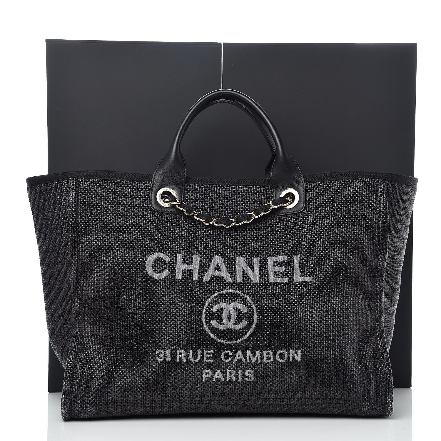 Chanel Woven Straw Raffia Large Deauville Tote Black 14 of 14