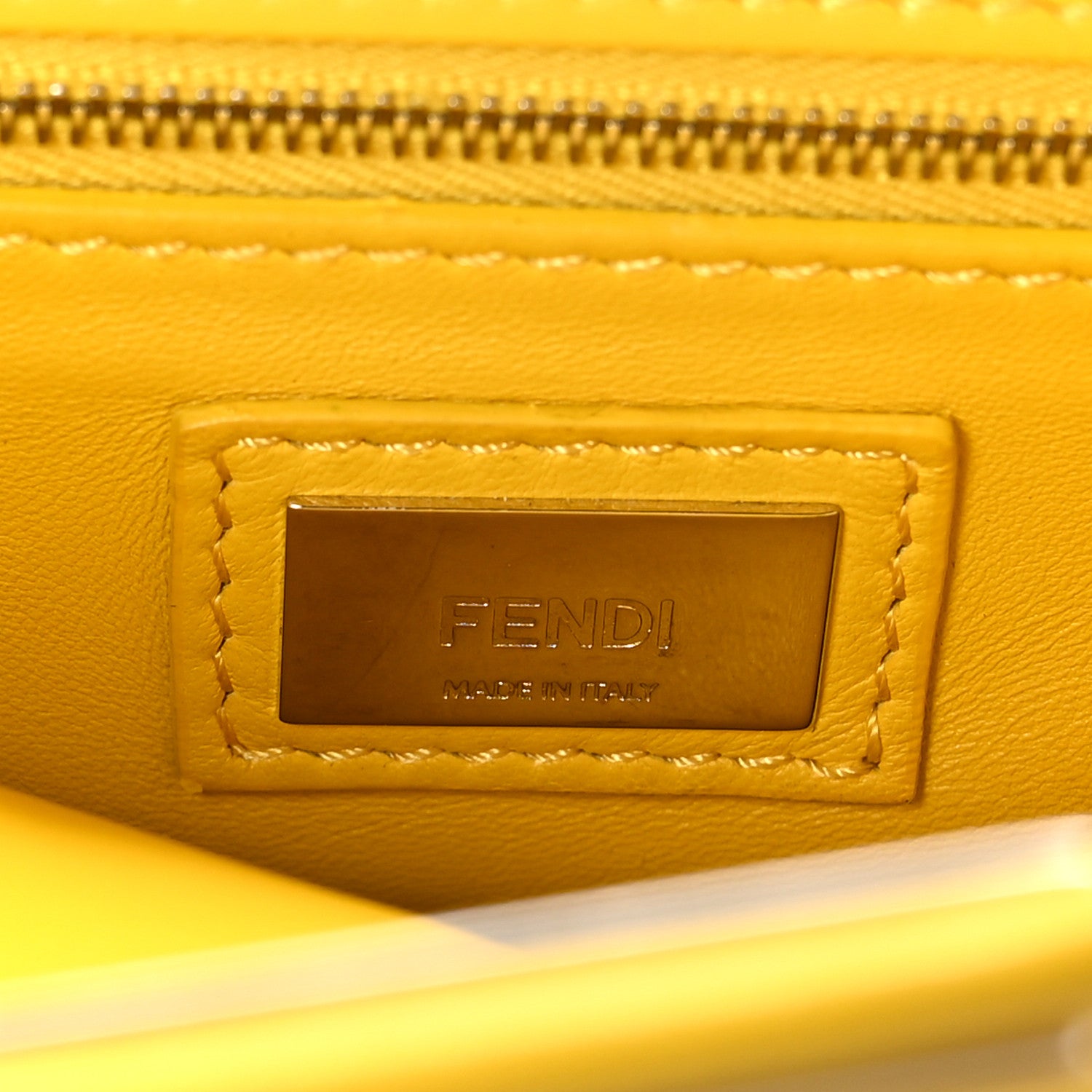 Fendi Nappa Mini Peekaboo Iconic Satchel Limone 7 of 12