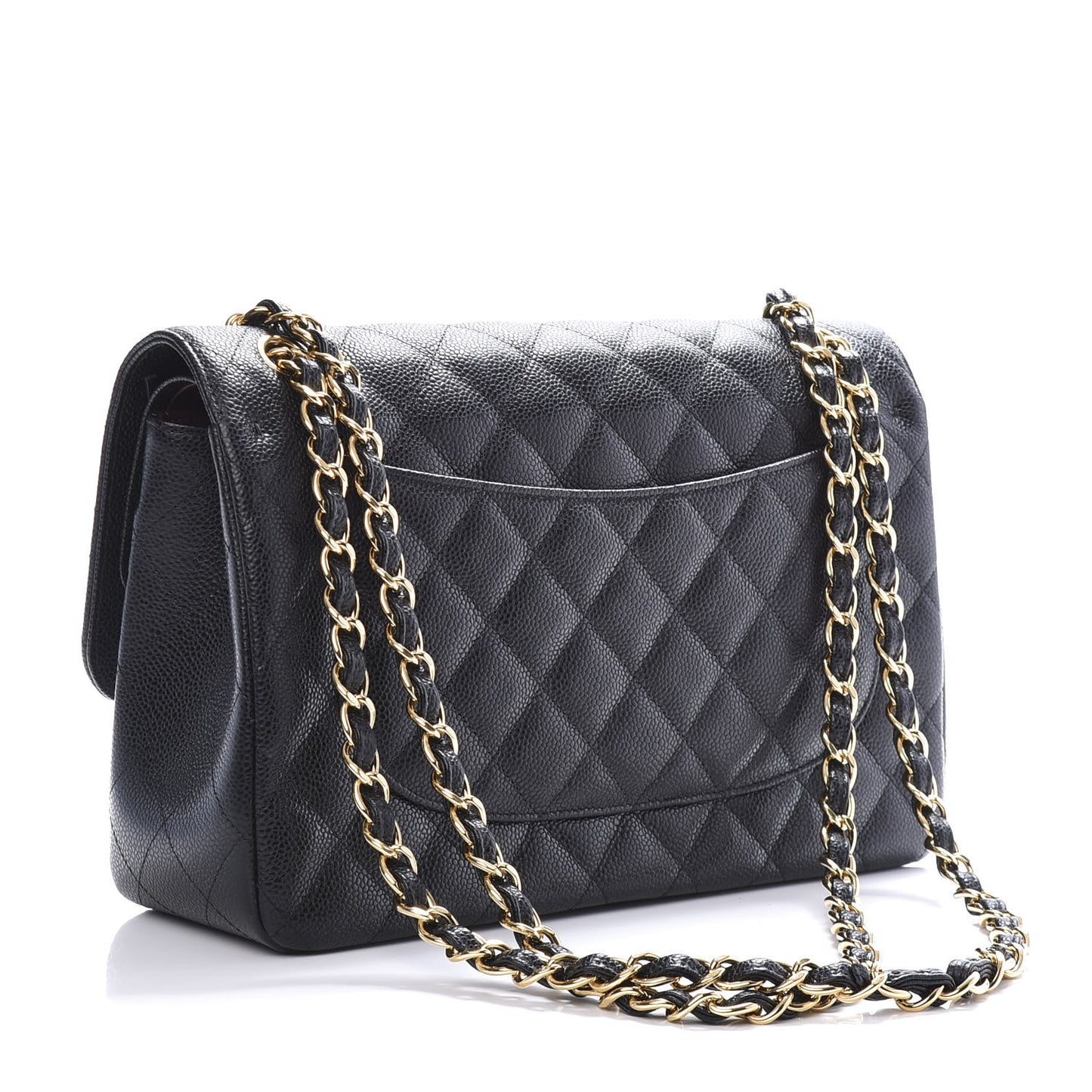 Caviar Quilted Jumbo Double Flap Black