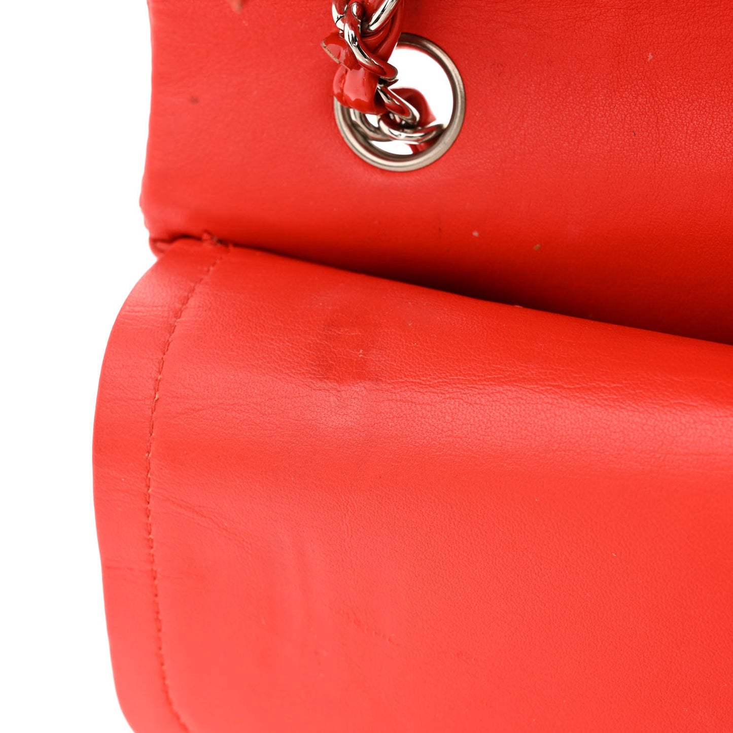 Patent Calfskin Quilted Medium Double Flap Red