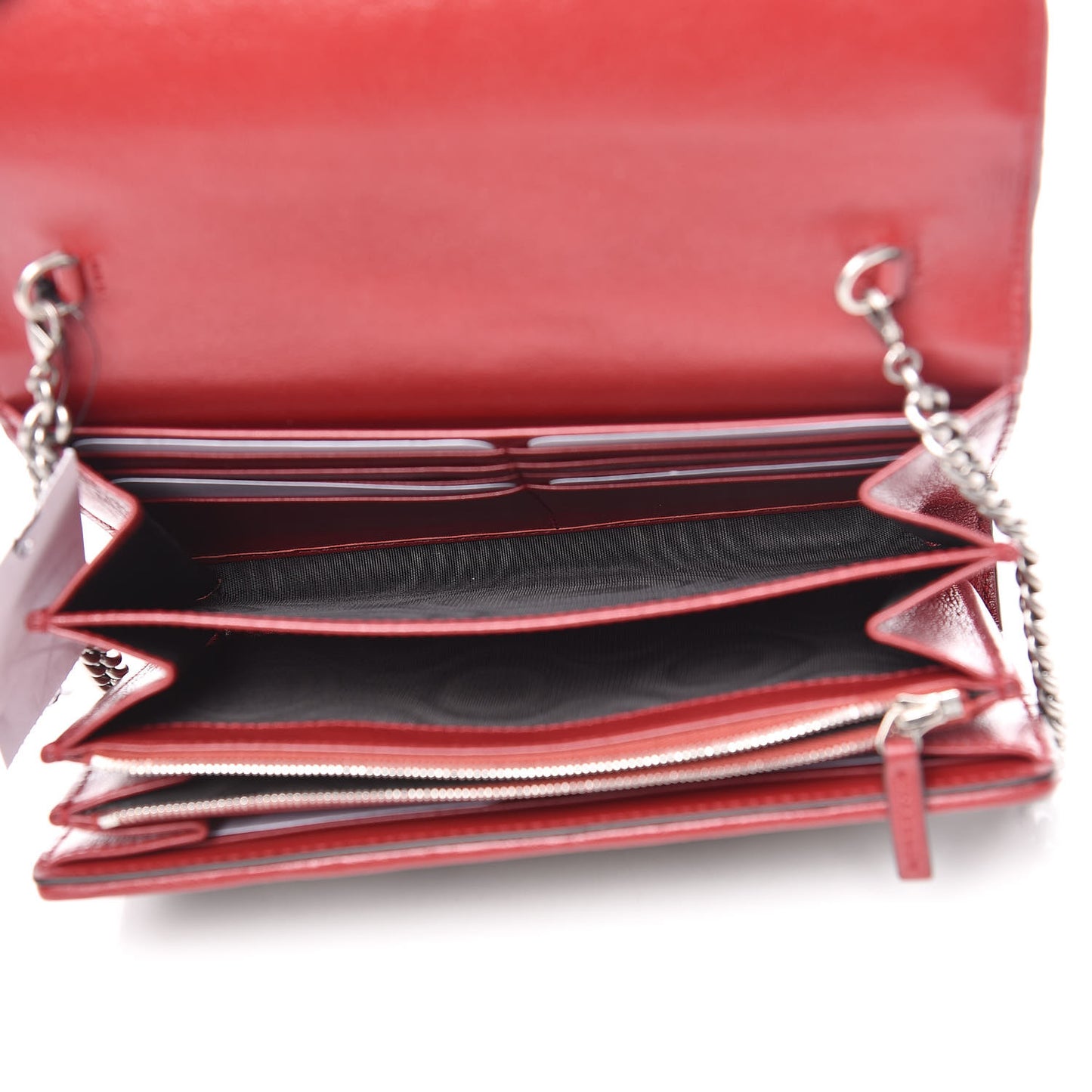 Tweed GG Monogram Mini Dionysus Chain Wallet Black White Romantic Cherry