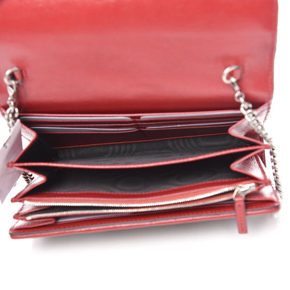 Gucci Tweed GG Monogram Mini Dionysus Chain Wallet Black White Romantic Cherry 5 of 11