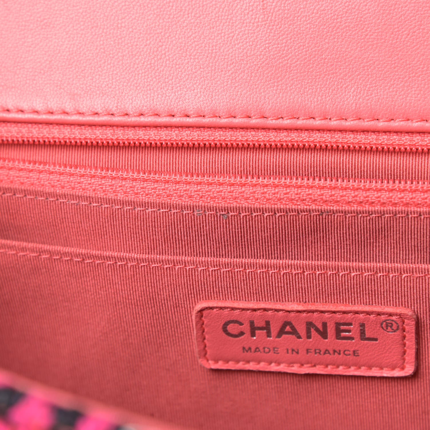 Chanel Tweed Patchwork Jumbo Single Flap Pink 13 of 14