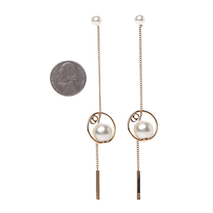 Christian Dior Pearl Tribales Dangle Chain Earrings Gold 2 of 6