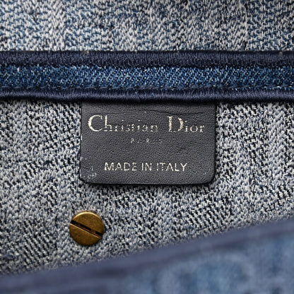 Christian Dior Oblique Embroidered Saddle Bag Denim Blue 6 of 11
