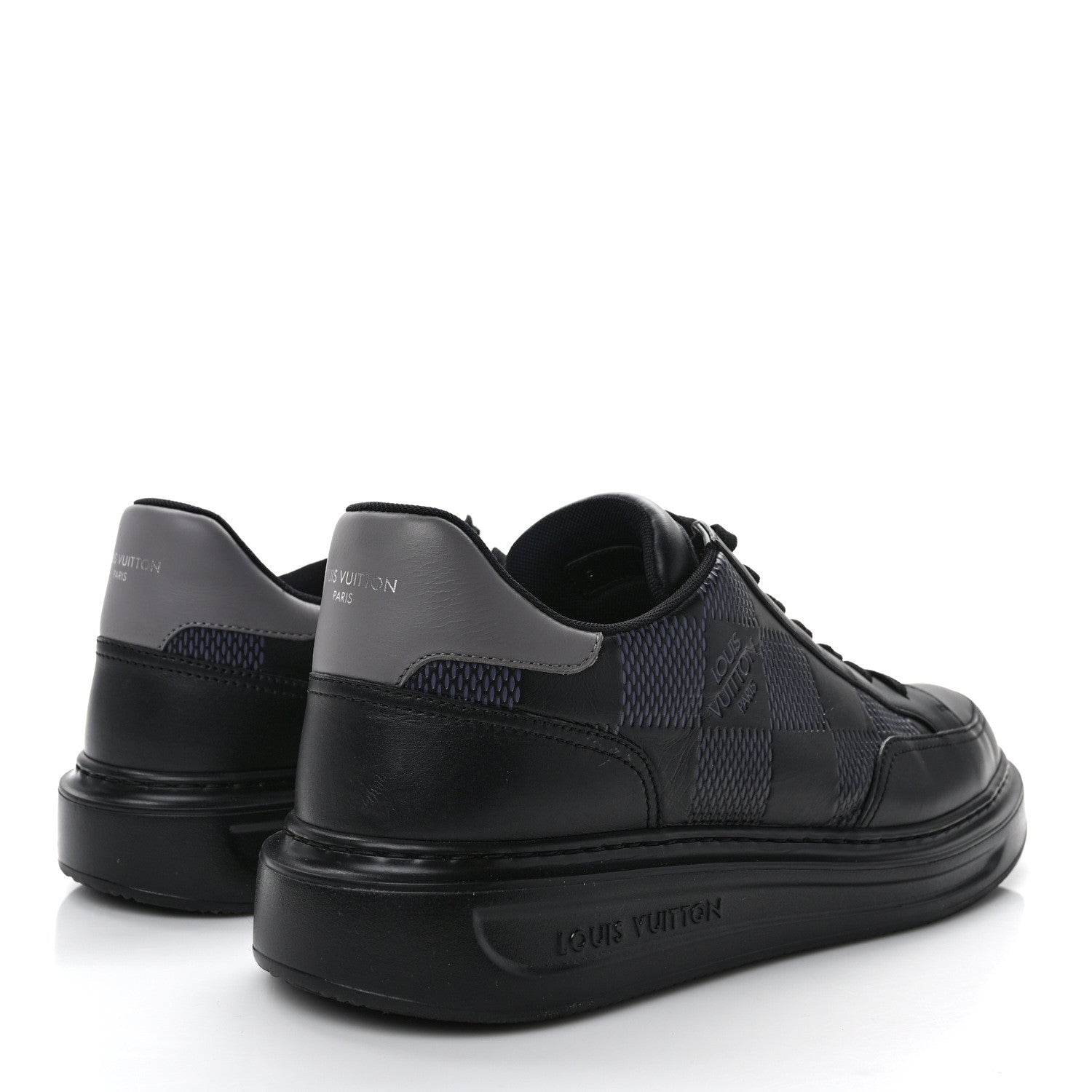 Louis Vuitton Damier Calfskin Mens Beverly Hills Sneakers 10 Black 4 of 9