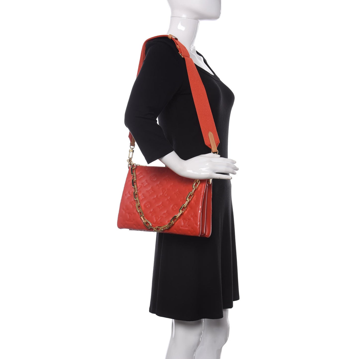 Lambskin Embossed Monogram Coussin PM Red