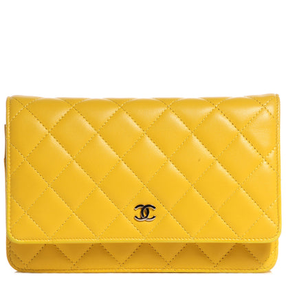 Chanel Lambskin Quilted Wallet On Chain WOC Yellow 1 of 7