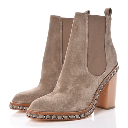 Chanel Suede Chain Around Elastic Boots 42 Light Brown 3 of 9