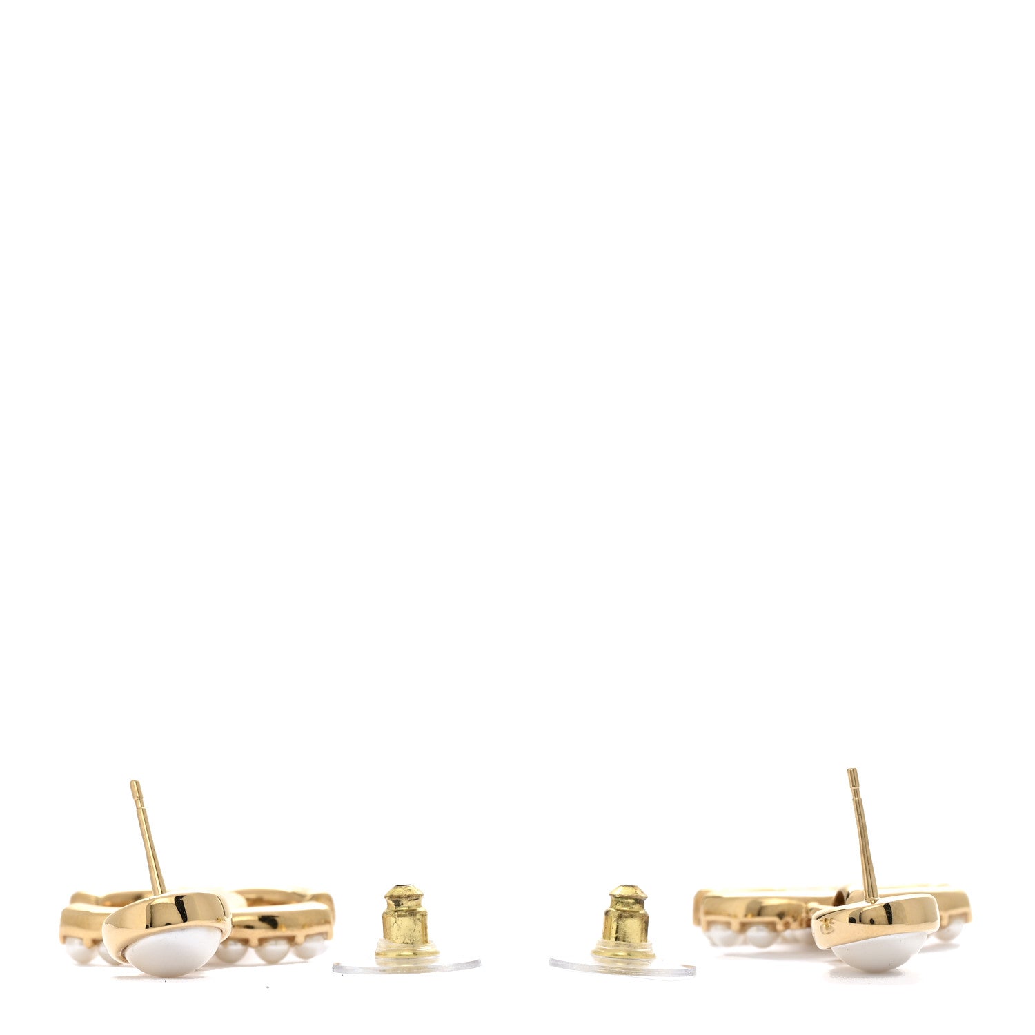 Chanel Pearl Crystal CC Drop Earrings Gold 3 of 5