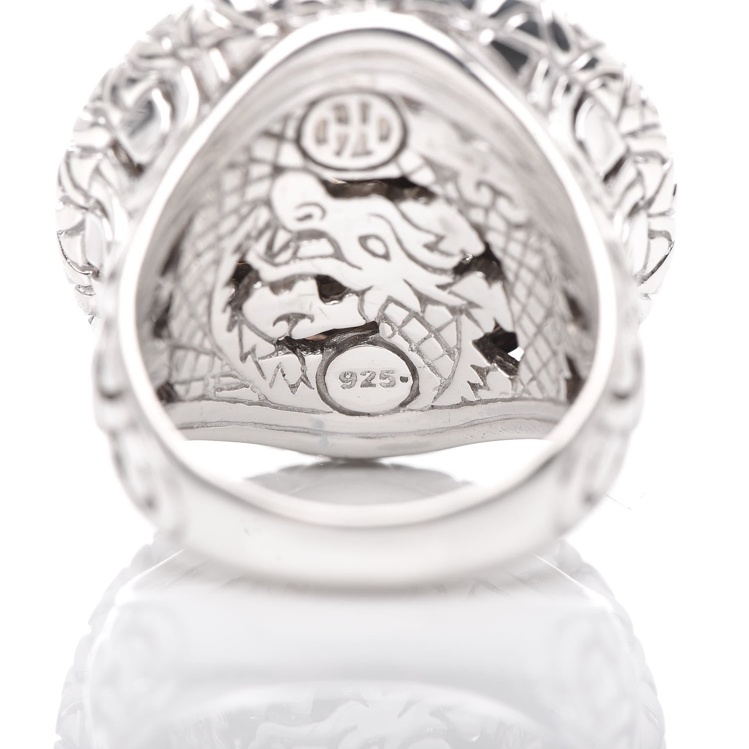 John Hardy Sterling Silver Diamond Naga Round Ring 54 7 6 of 6