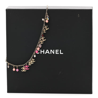 Chanel Beaded Resin CC Necklace Gold Pink 7 of 7