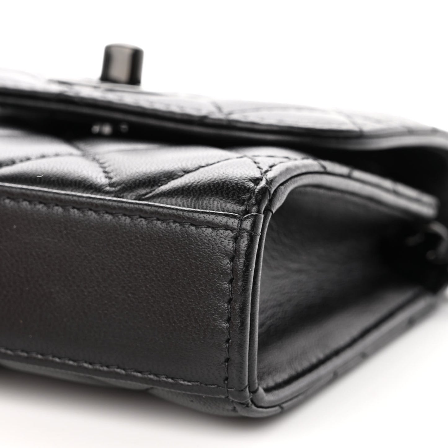 Lambskin Quilted Mini Trendy CC Chain Wallet So Black