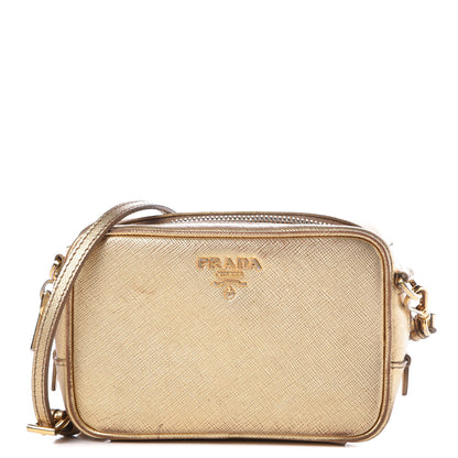 Prada Metallic Saffiano Mini Camera Crossbody Platino 1 of 17