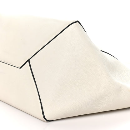 Celine Grained Calfskin Medium Horizontal Cabas Phantom White 9 of 9