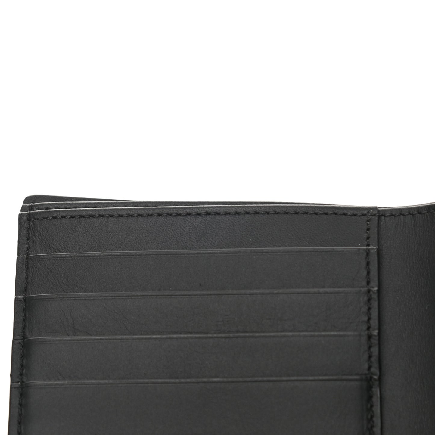 Grained Calfskin Bi-fold Wallet Grey Black