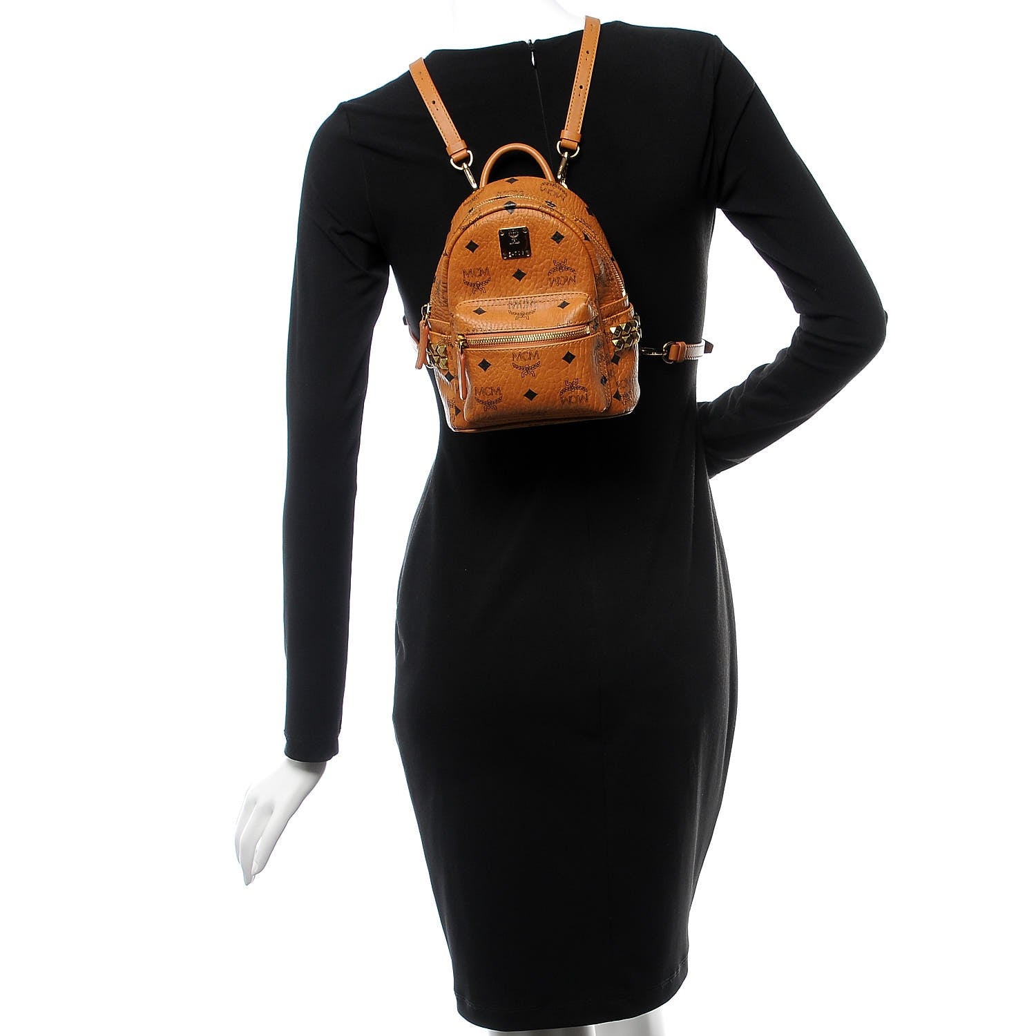 MCM Visetos Side Stud X-Mini Stark Backpack Cognac 2 of 11