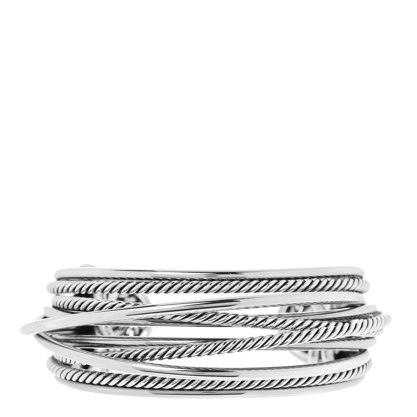 Sterling Silver Wide Crossover Cuff Bracelet