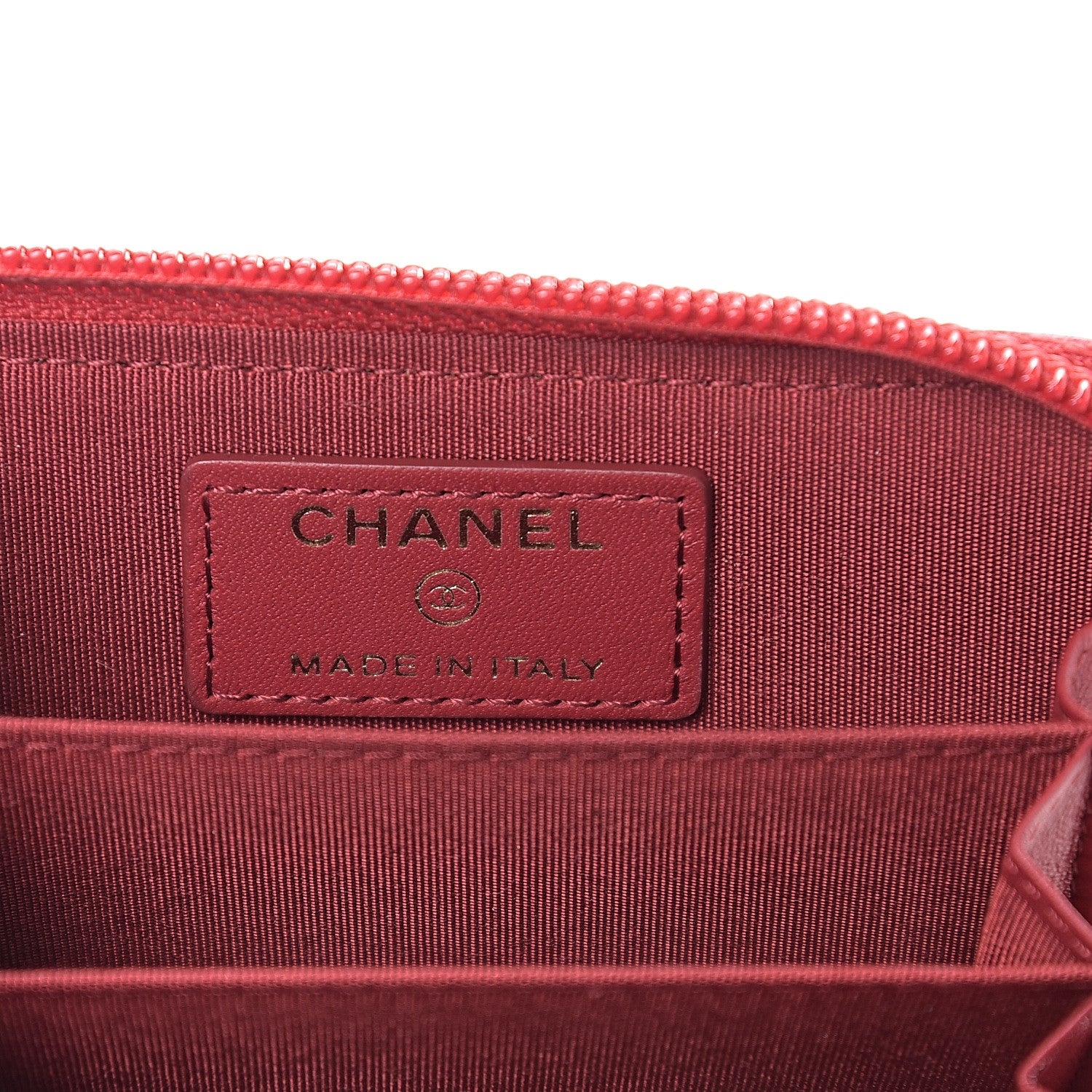 Chanel Lambskin Quilted Zip Around Boy Coin Purse Wallet Red 5 of 7