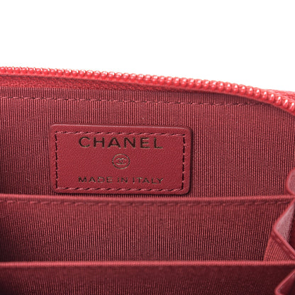 Chanel Lambskin Quilted Zip Around Boy Coin Purse Wallet Red 5 of 7