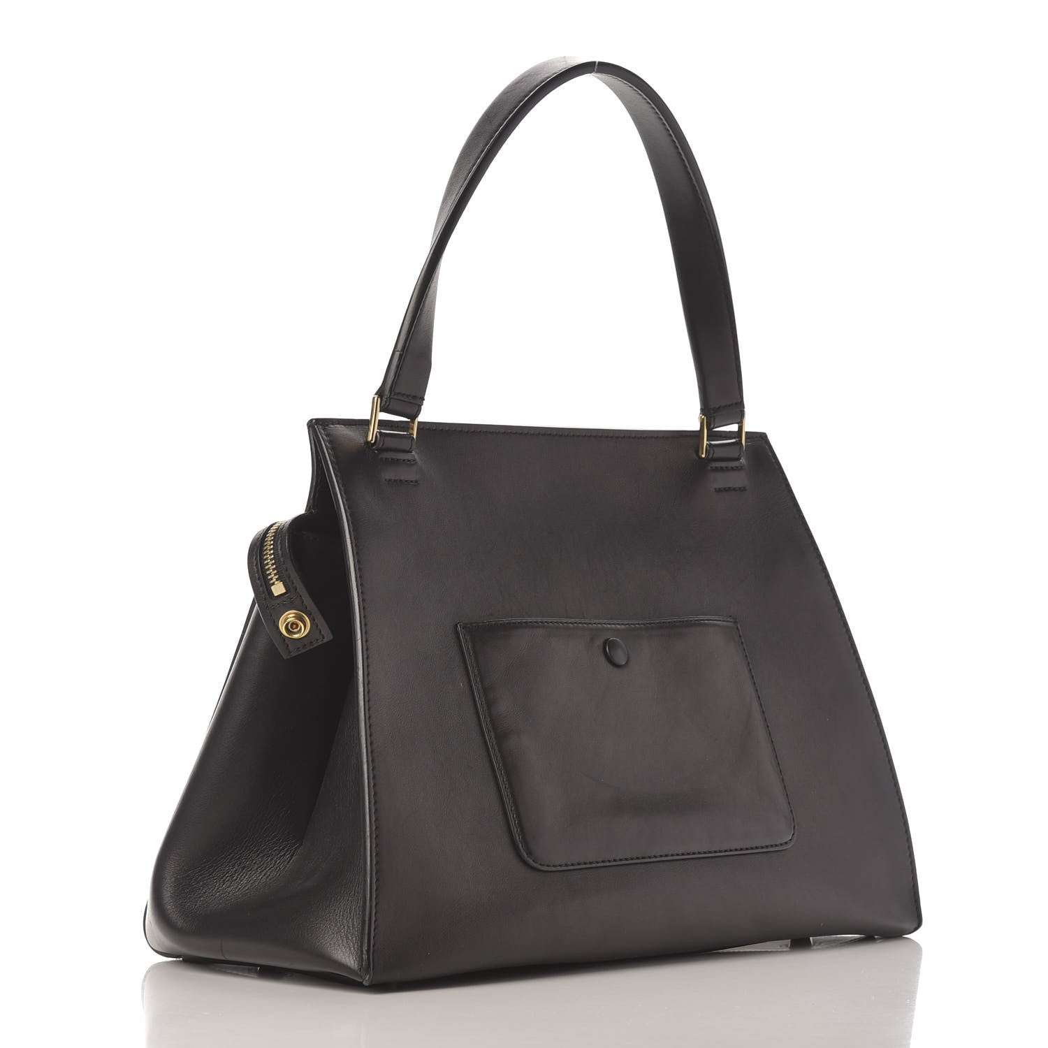 Celine Smooth Calfskin Medium Bi-Color Edge Shoulder Bag Black Cream 3 of 10