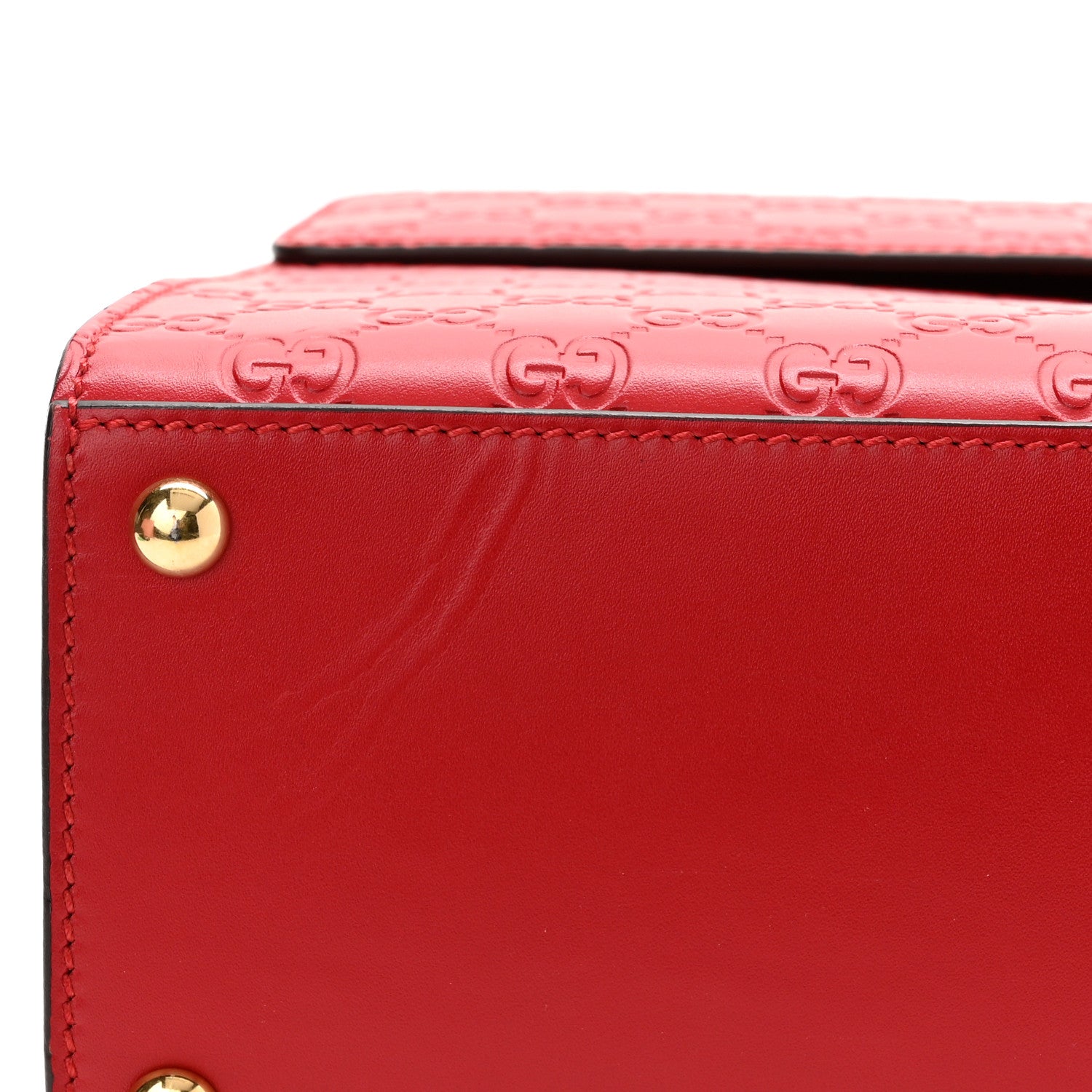 Gucci Guccissima Signature Medium Padlock Top Handle Bag Hibiscus Red 10 of 11