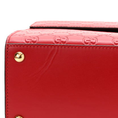 Gucci Guccissima Signature Medium Padlock Top Handle Bag Hibiscus Red 10 of 11