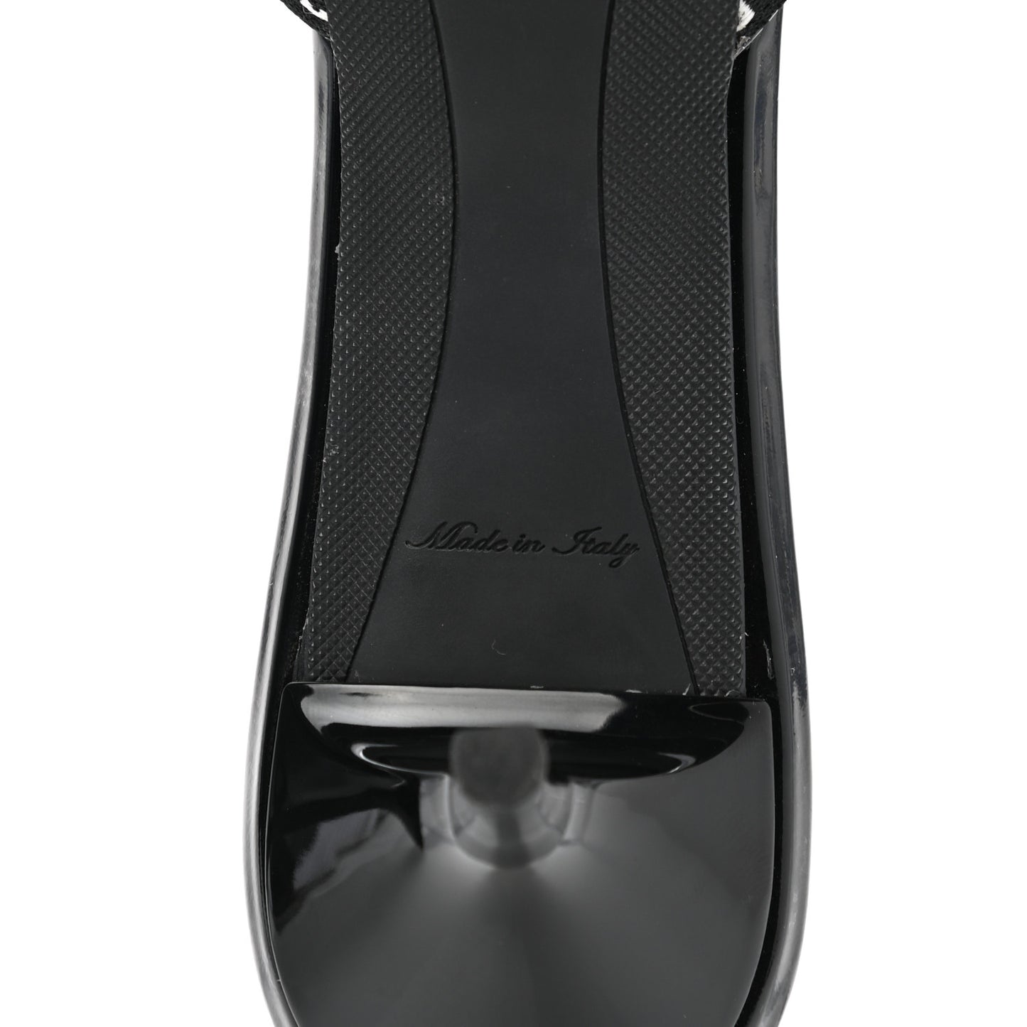 Patent Jacquard Open Toe Mule 40 Black