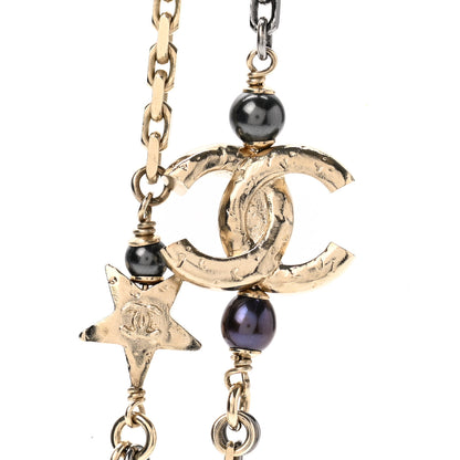 Chanel Glass Pearl Strass CC Long Necklace Gold Silver 4 of 7