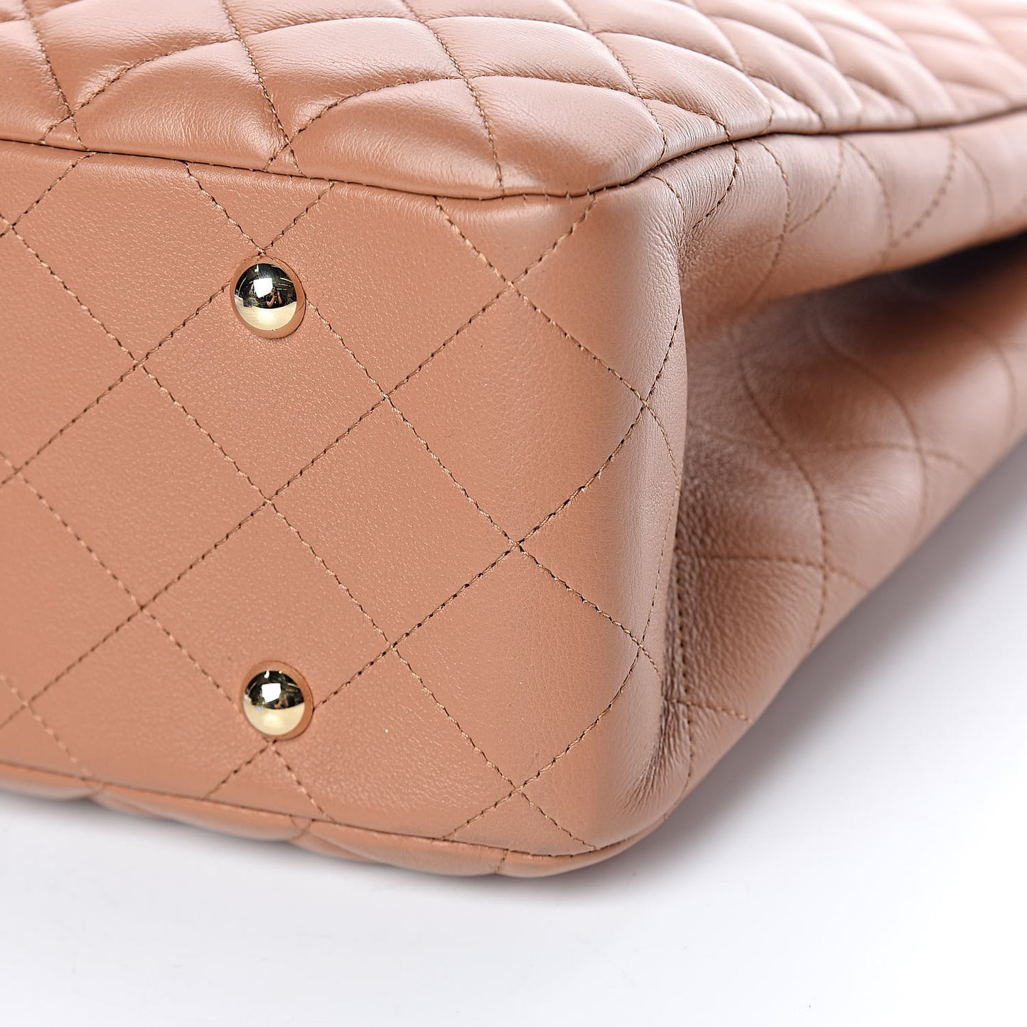 Lambskin Quilted Large Classic Shopping Tote Camel