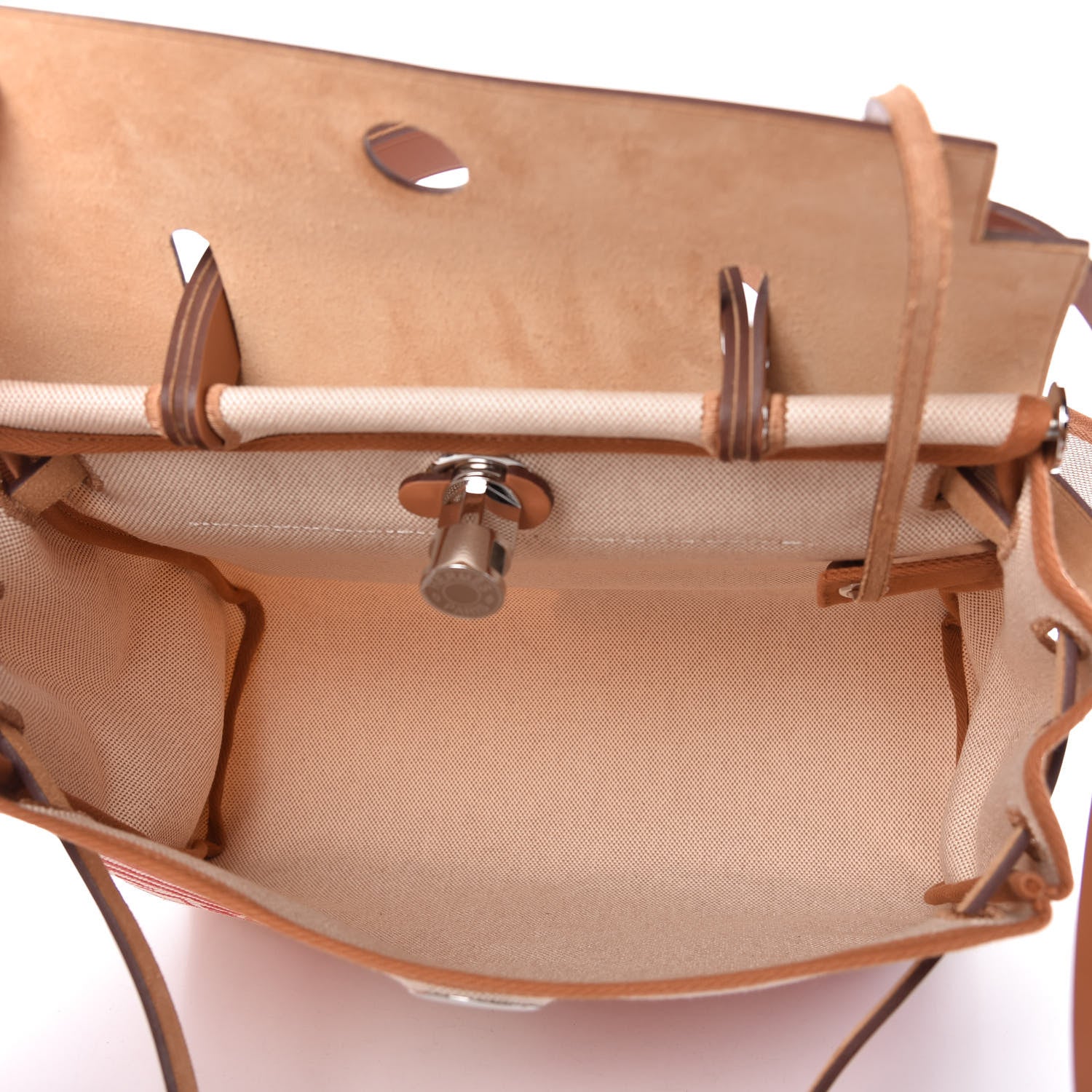 Hermes Vache Hunter Toile Pegase Pop Herbag Zip Retourne 31 PM Capucine Ecru 5 of 10