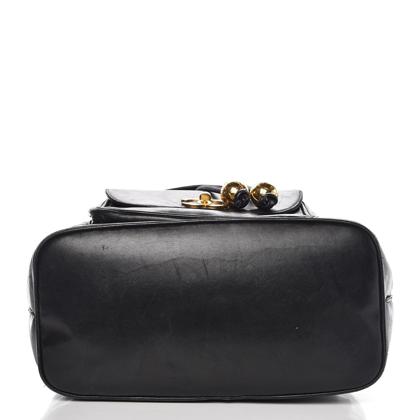 Lambskin Quilted Drawstring Backpack Black