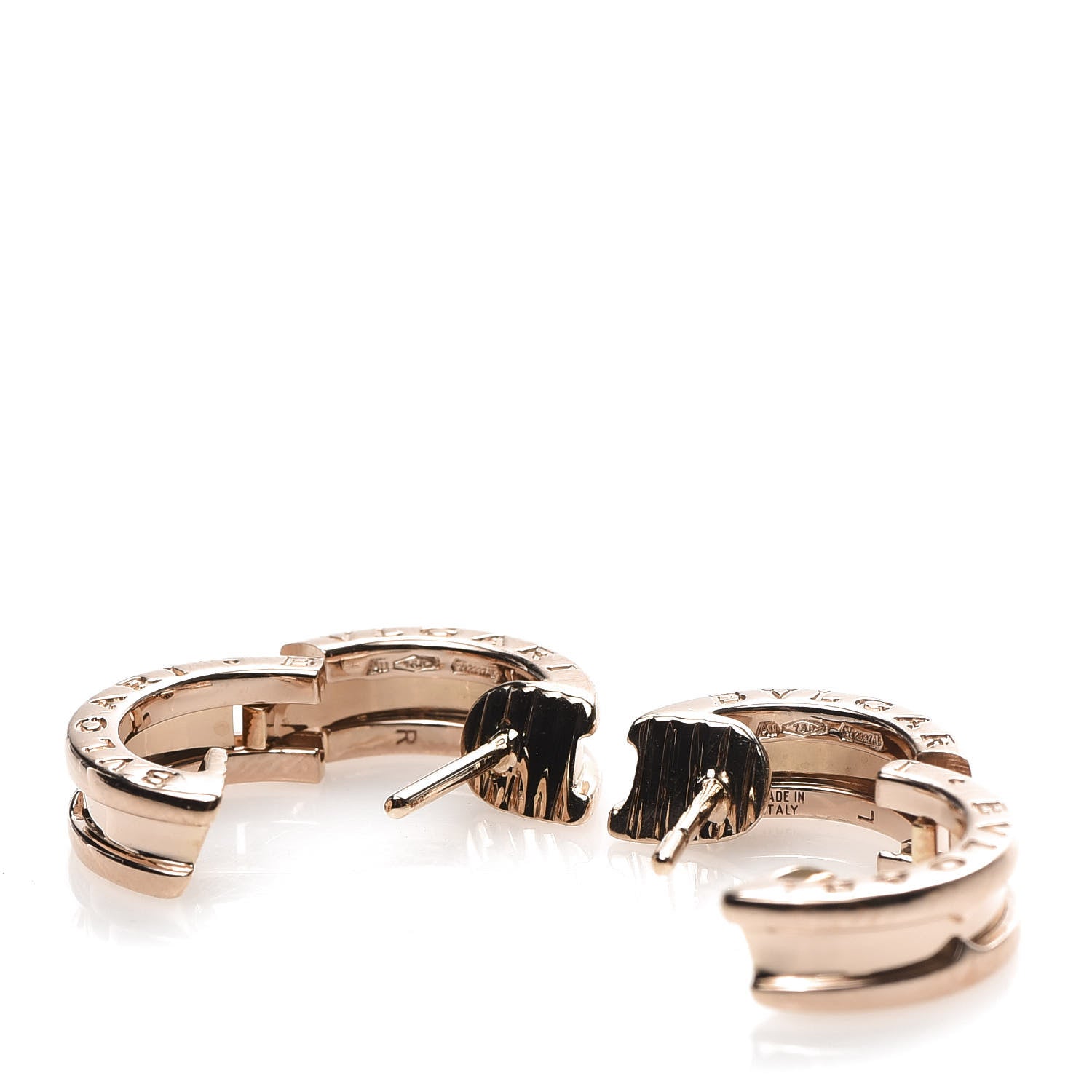Bulgari 18K Rose Gold Small B.Zero1 Hoop Earrings 5 of 6