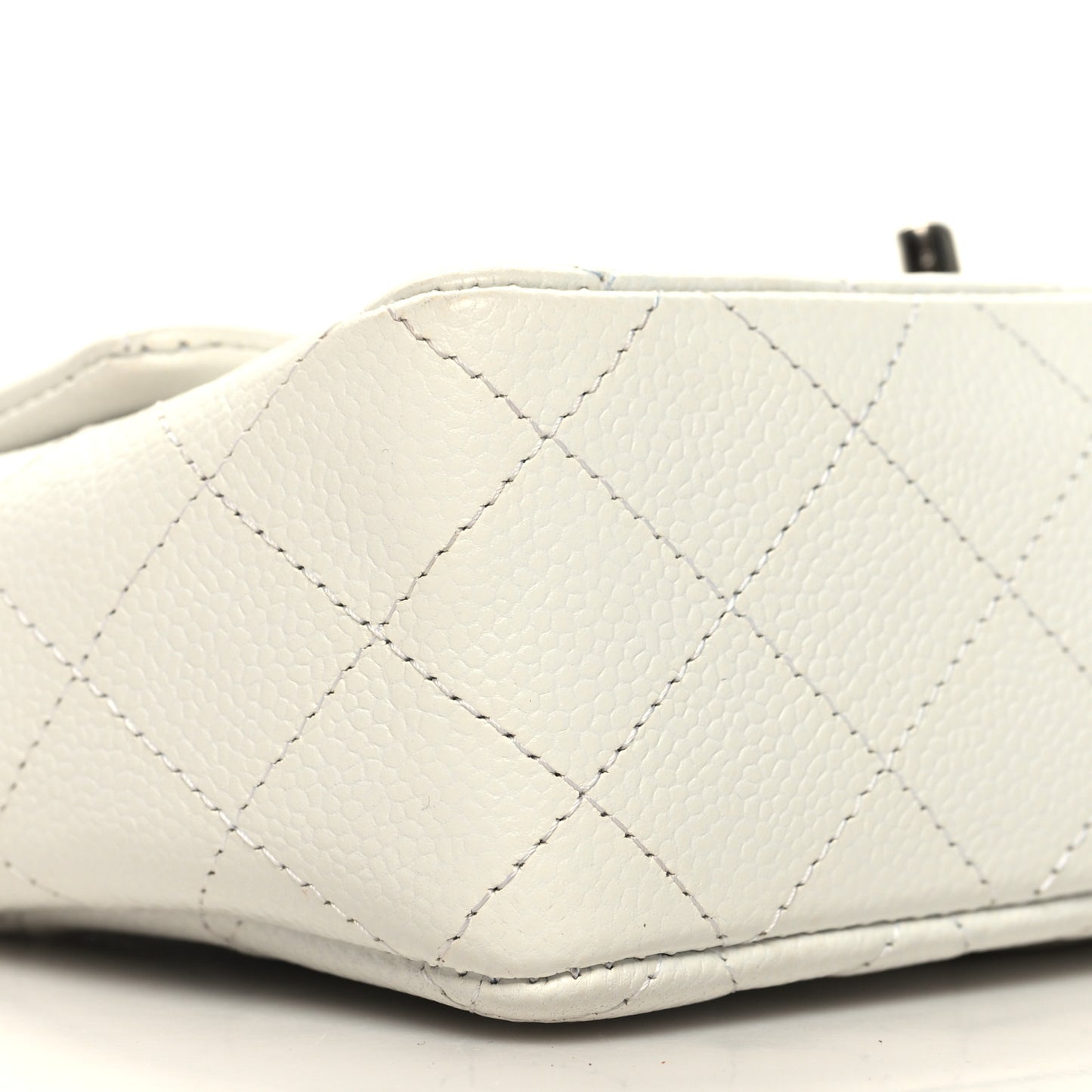 Caviar Quilted Mini Rectangular Flap White