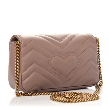 Gucci Calfskin Matelasse Super Mini GG Marmont Shoulder Bag Porcelain Rose 3 of 10
