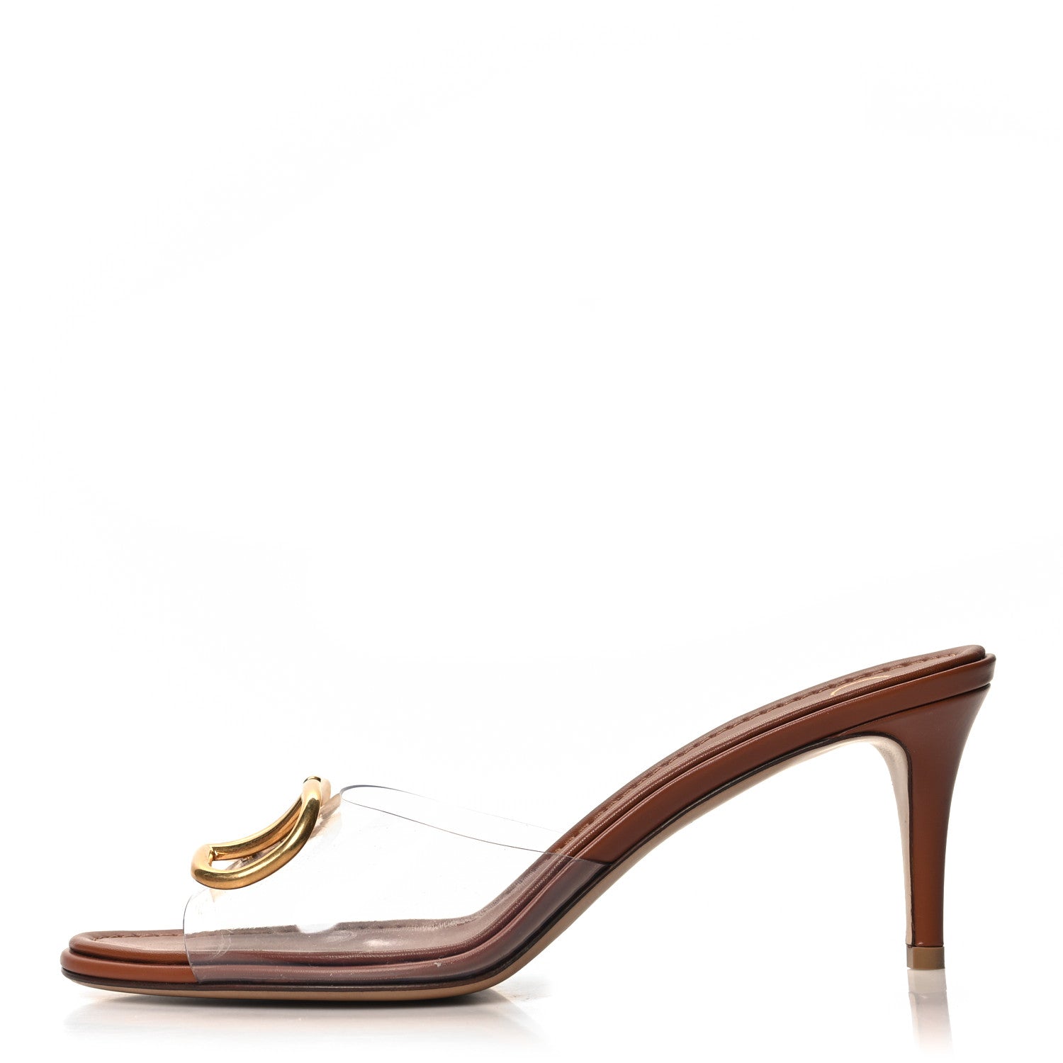 Valentino Garavani PVC Calfskin VLogo 80mm Mules 40 Brown 1 of 8